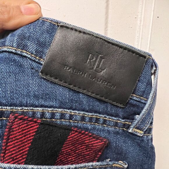 Lauren Ralph Lauren Women's Patchwork Lite Barrel Taper Jeans Sz 6 Festival Boho - Picture 7 of 8